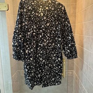 Who What Wear Black and White Floral Midi Dress